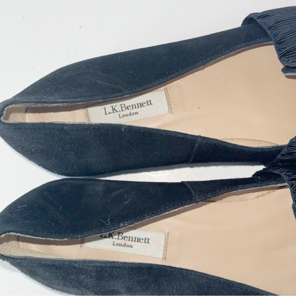 L.K. Bennett Vienetta Suede Leather Pointed Toe Flat Loafers 39 Ribbon Detail - Picture 4 of 12